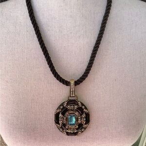 Heidi Daus Swarovski crystal black corded necklace